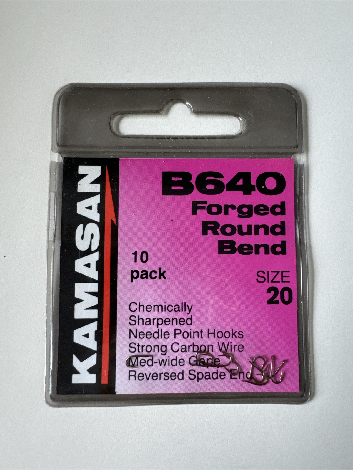 Kamasan B640 - Forged Round Bend - Spade End Hooks - Size 20
