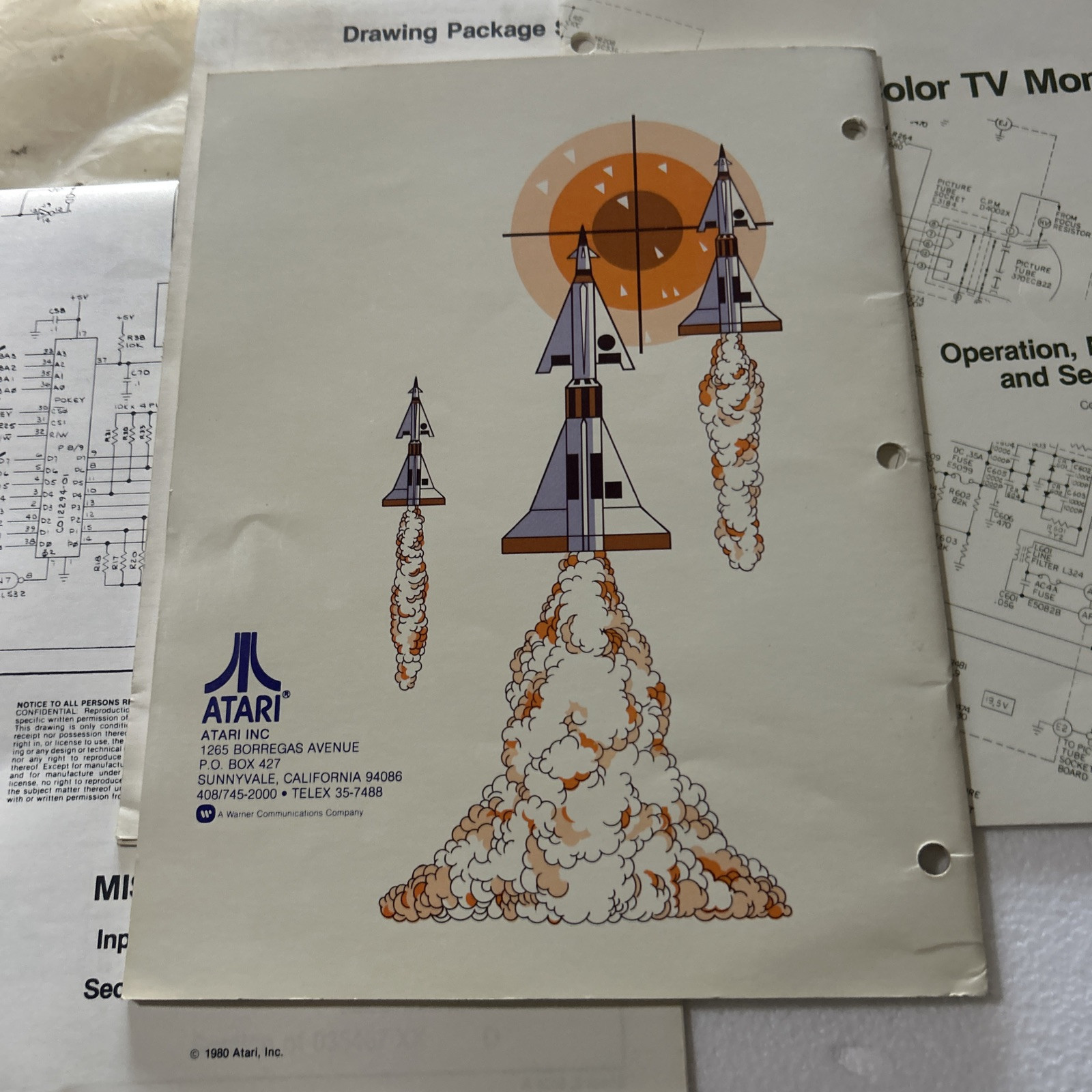 original Set Missile Command Cocktail Table Atari arcade video game manual
