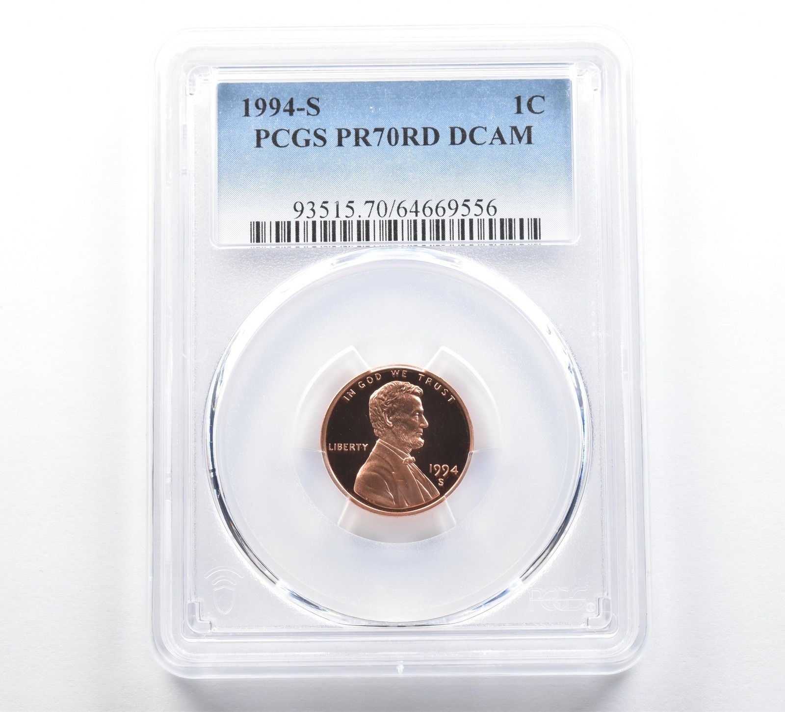 1994-S Lincoln Memorial Cent PR70 RD DCAM PCGS Blue Label