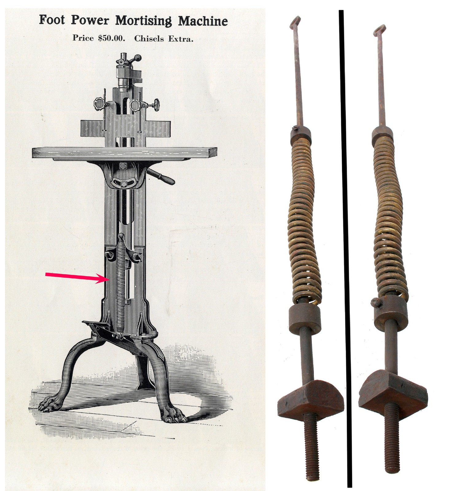 Orig. Activating Rod Assembly for W.F. Barnes Foot Mortise Machine- mjdtoolparts