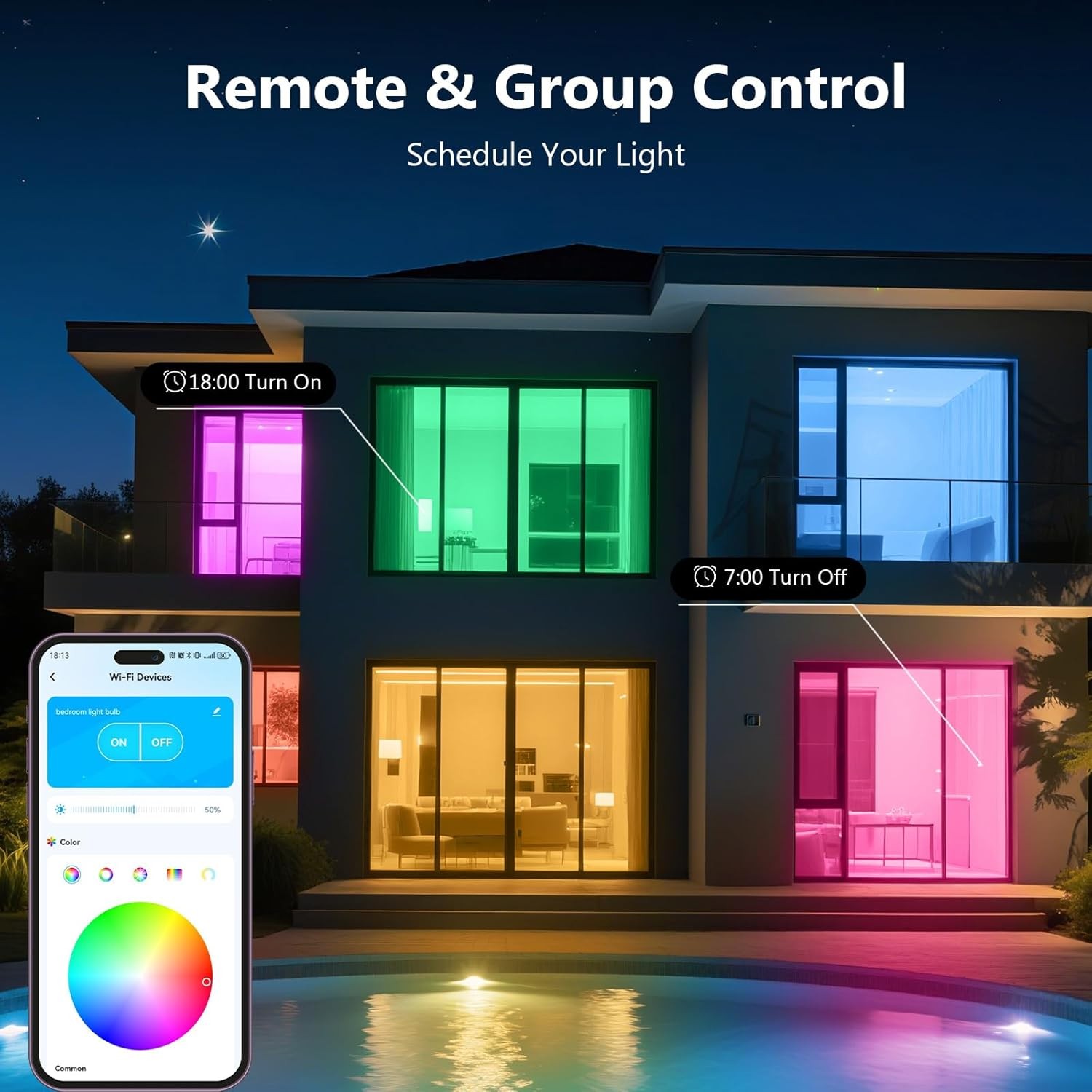DAYBETTER Smart Light Bulbs, Smart Bulb Compatible with Alexa & Google Home, A19