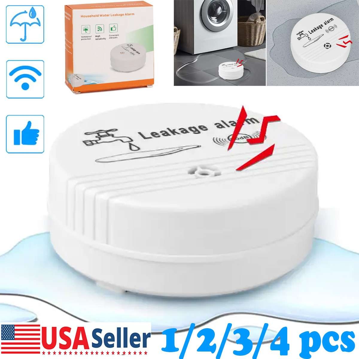 Wireless Water Leakage Sensor Alarm  Intelligent Water Leak Detector Voice Alert