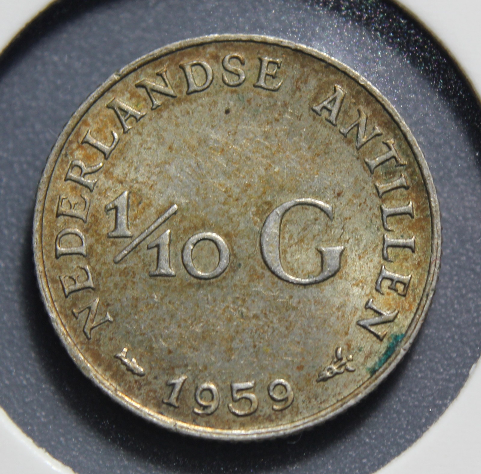 Dutch Caribbean Netherlands Antilles 1959 Silver ⅒ Gulden - Juliana 15 mm