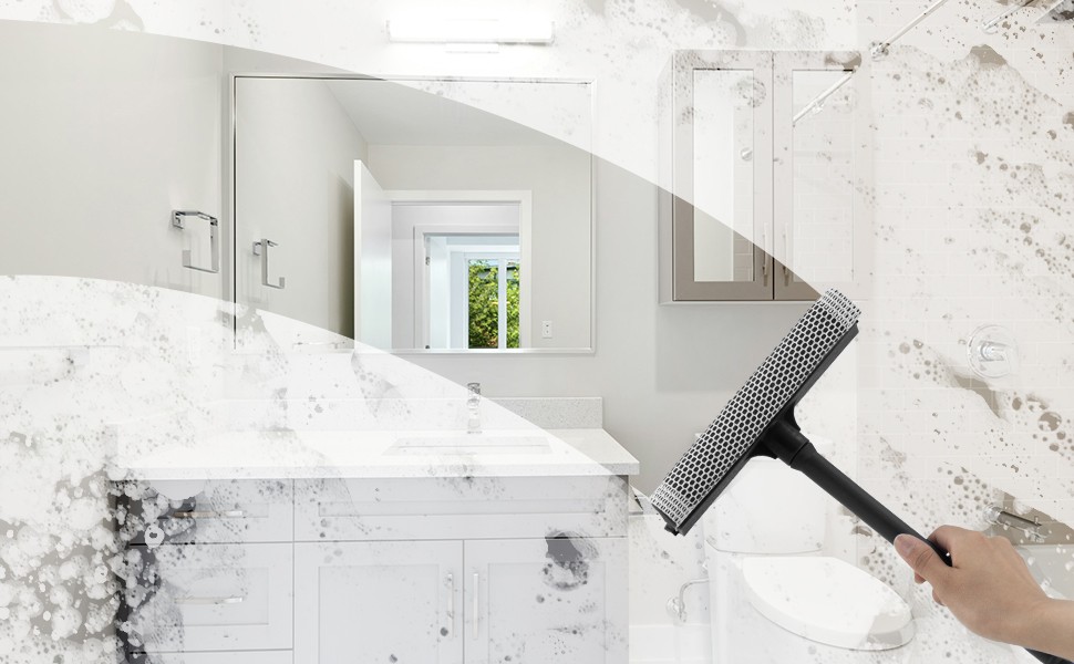 15.9" Plastic Handle Window Squeegee for Home, 2-in-1 Auto Window Cleaner with