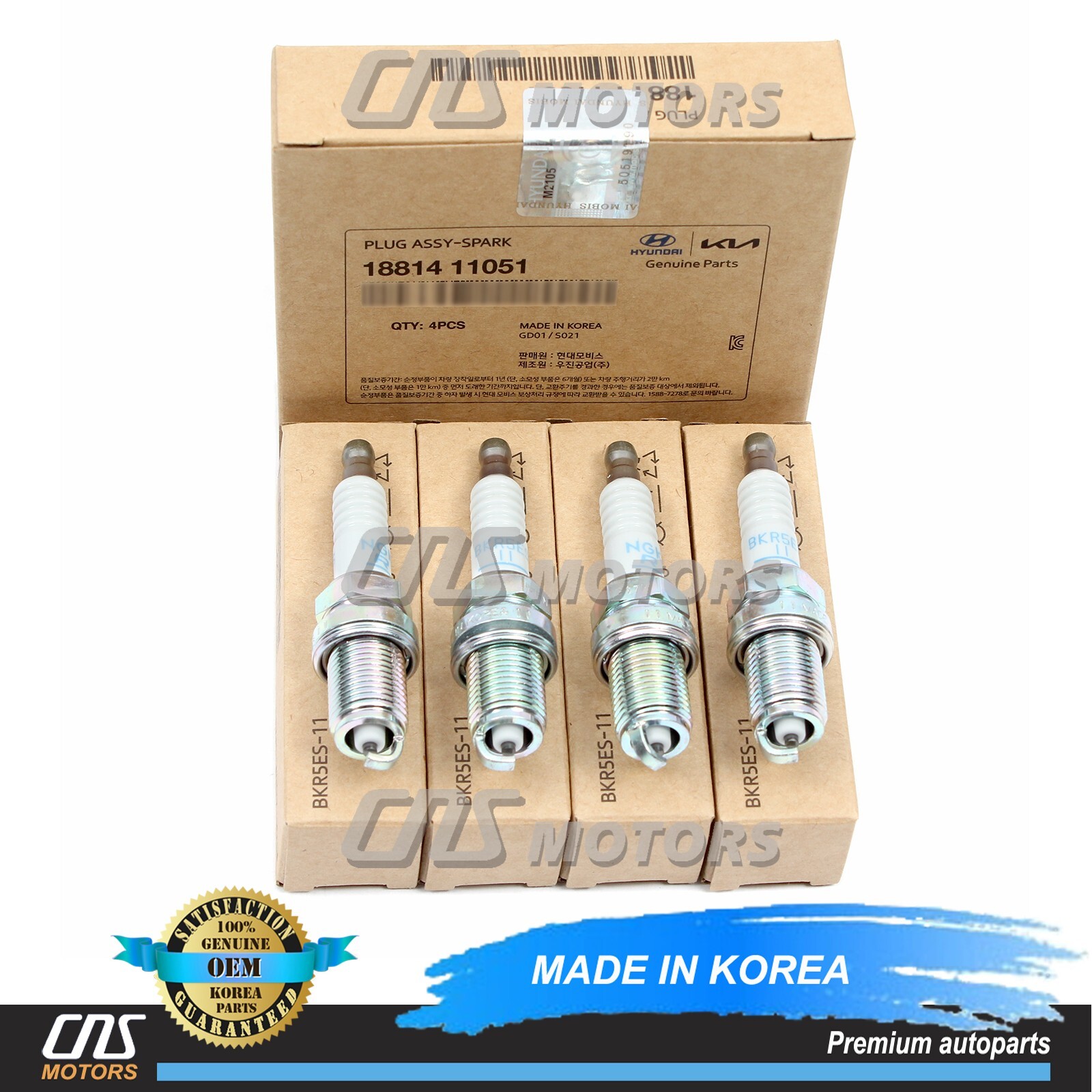 ⭐Genuine⭐4Pcs Spark Plugs For Hyundai	Accent 1.5L 1.6L 1995-2011 1881411051