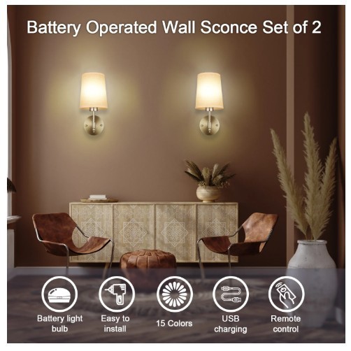 GOLD RECHARGEABLE WALL SCONCE (WIRELESS) w/ REMOTE