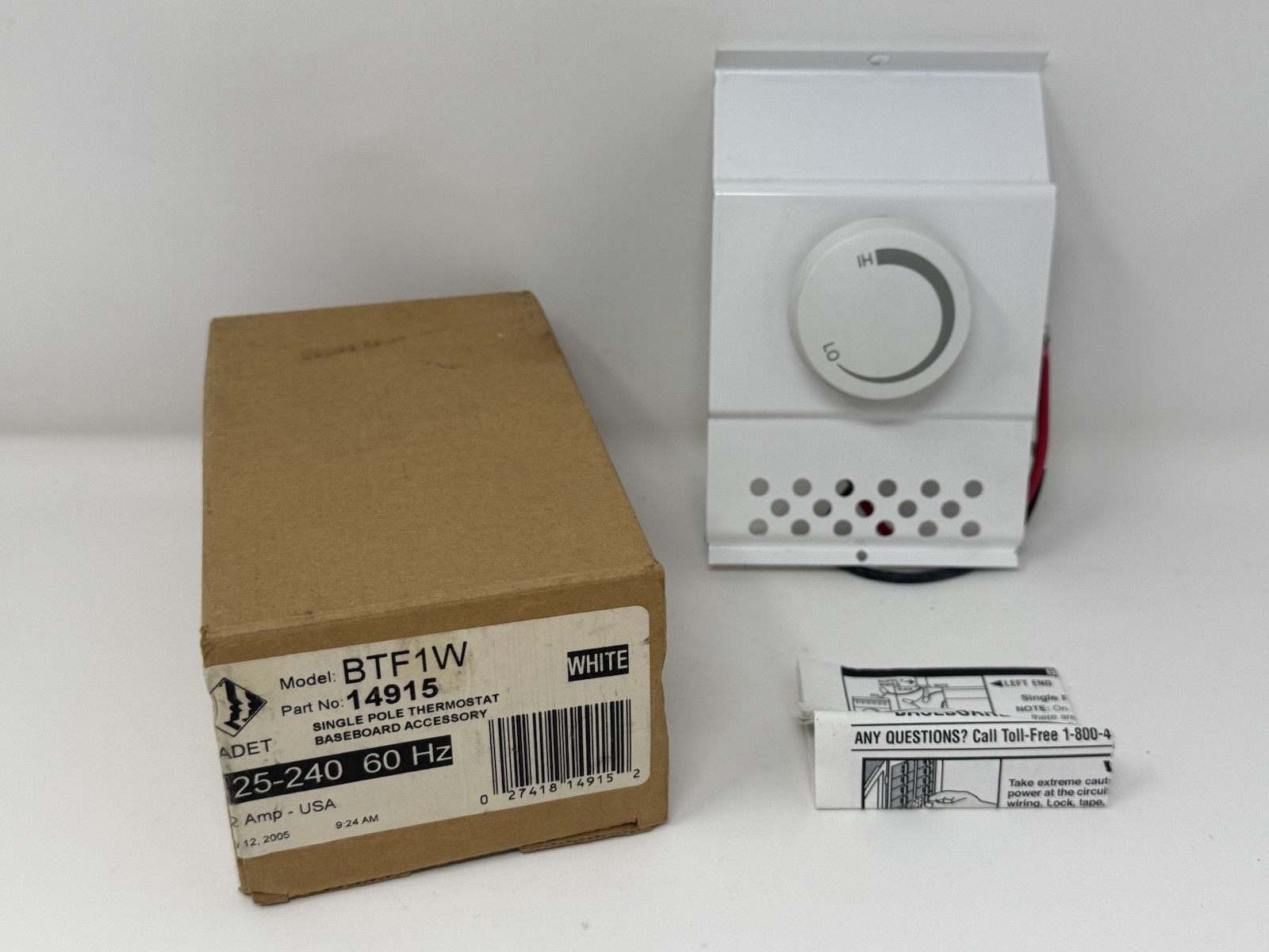 Cadet BTF1 Electric Baseboard Heater Thermostat 1 Pole White 125-240 V 22 A