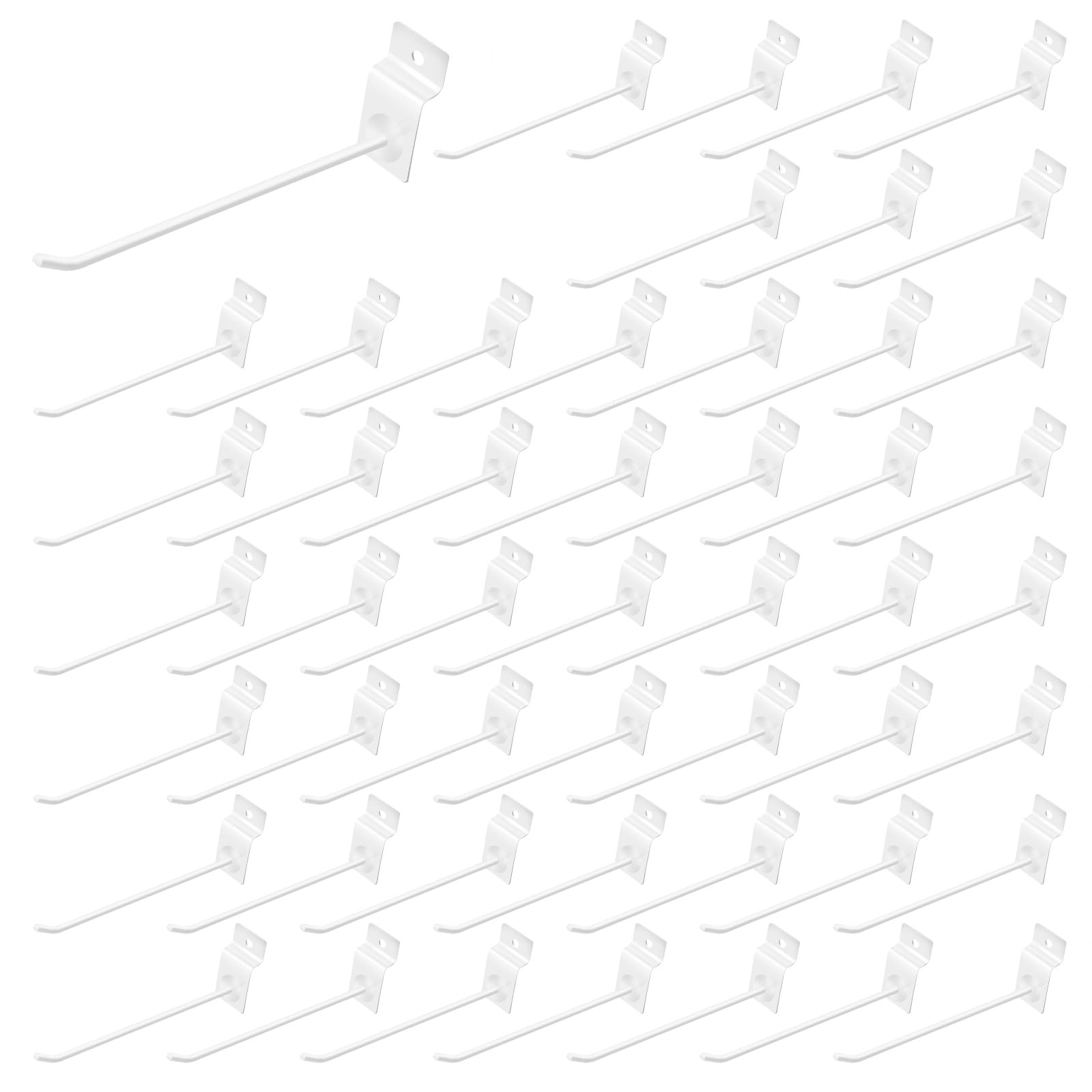 White Slatwall Panel Hooks 8 Inch Bulk Set Metal Display Hanger 50 PCS