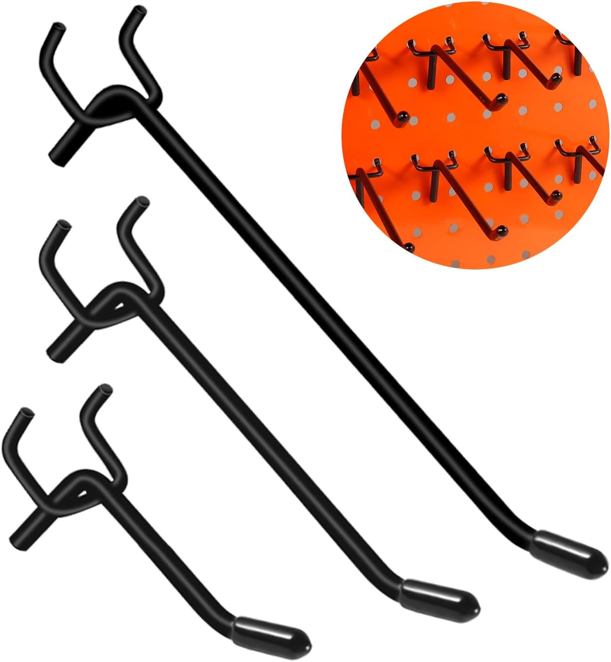 Juego de 60 Ganchos Negros de 2/4/6 Inch para Pegboard 1/4" de Metal para Cocina