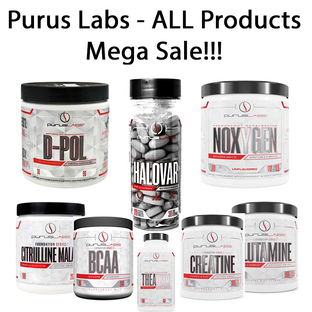 Purus Labs Noxygen, HALOVAR, Theatrim, D-POL, Condense, BCAA, Creatine, Aminos
