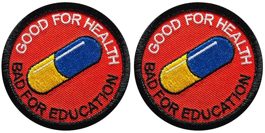 Akira Good for health bad education Pill Patch | 2PC IRON ON OR SEW ON 2.5"x2.5"
