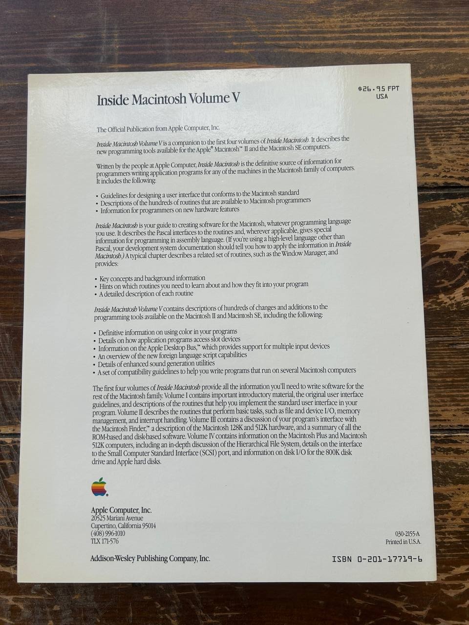 Vintage Apple Inside Macintosh Volume V 1988 Hardcover Developer Book