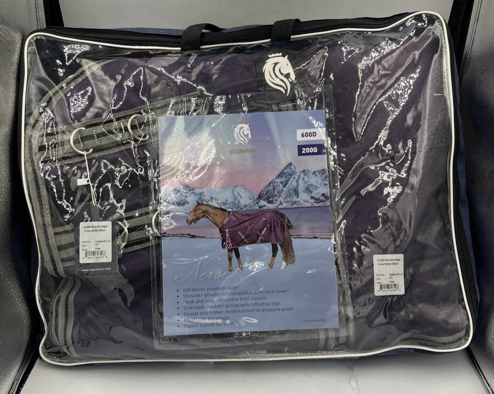 Equinavia Norse Mid Weight Turnout Blanket 200g - Grape Purple - E24004-GPU-72