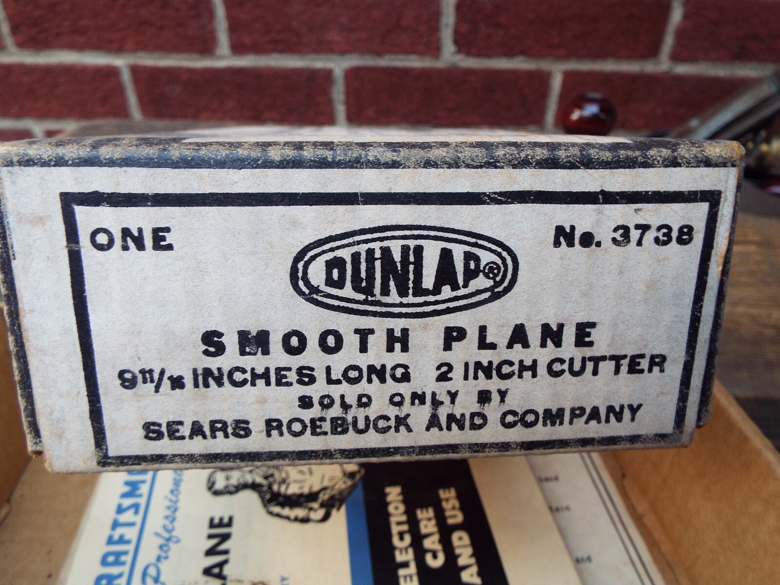 Sears Craftsman Dunlap No. 3738 Smooth Plane w/ Original Box & Paperwork