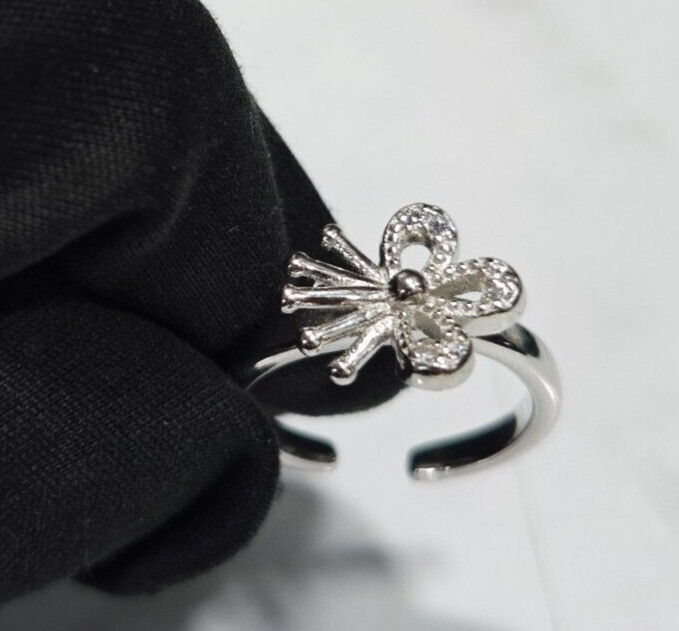 Women's Cute Gorgeous Flower Adjustable Toe Ring Round Cubic Zirconia 925 Silver