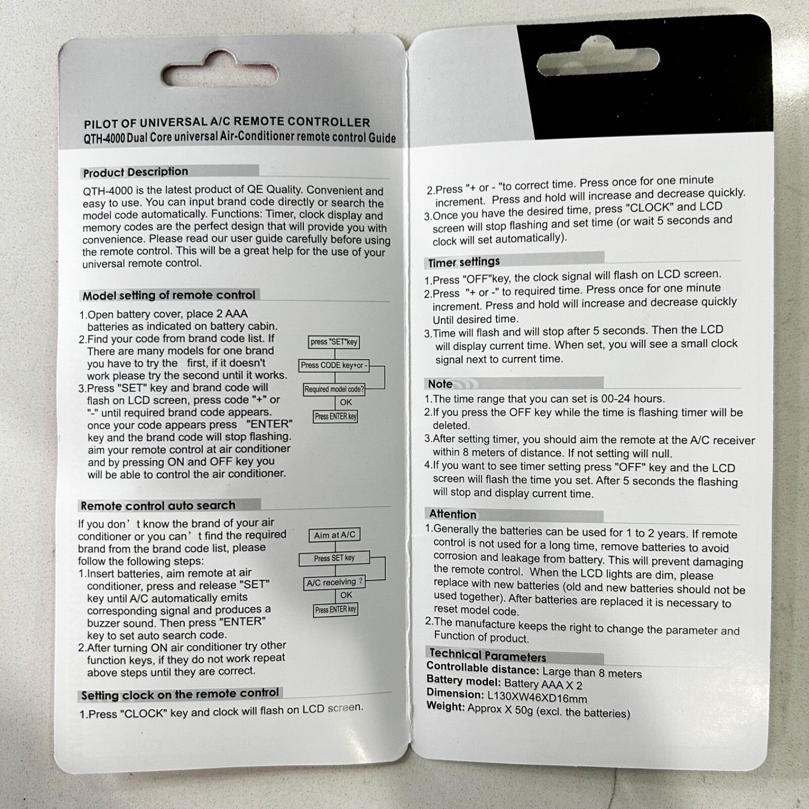 QTH-4000 Mini Split Universal Remote Control, 4000 Codes, Controls MOST Systems