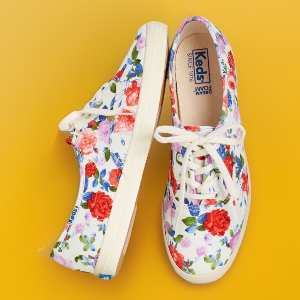 Keds Women’s Champion Originals Canvas Lace-Up Sneakers Spring Floral Size 7.5