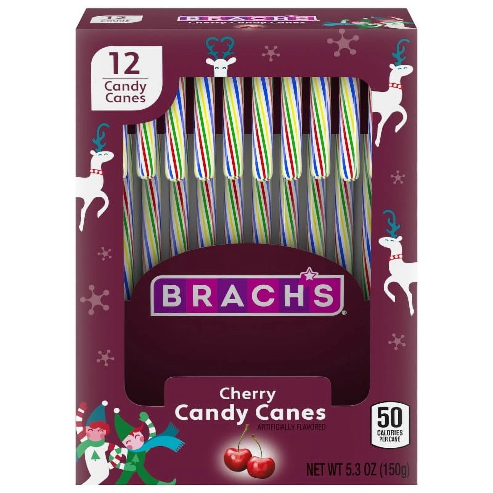 Brach's Holiday Christmas Cherry Candy Canes 12 Count - 2 Boxes