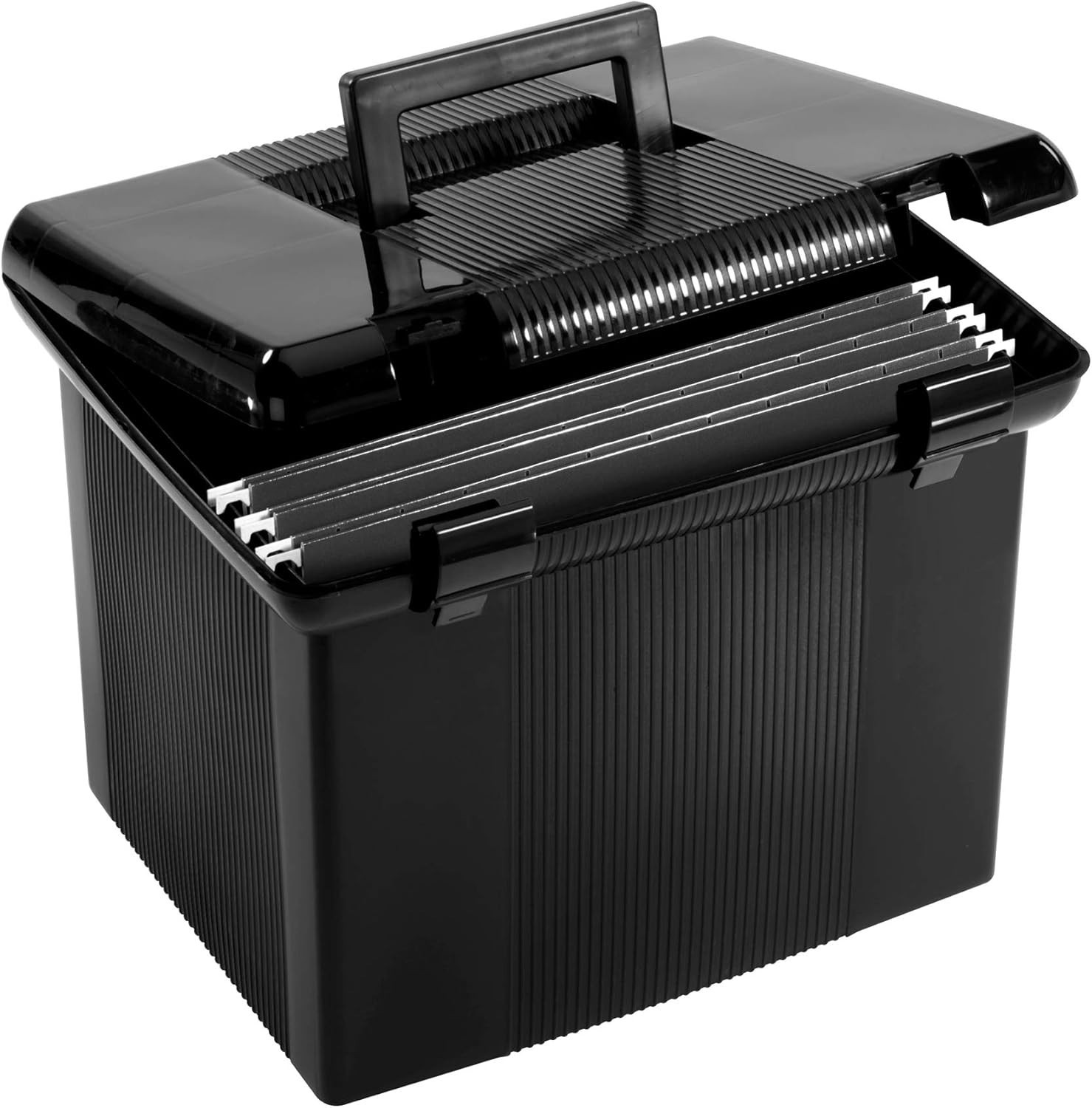 Portable File Box with File Rails, Simple Document Storage, File Bin for Home...