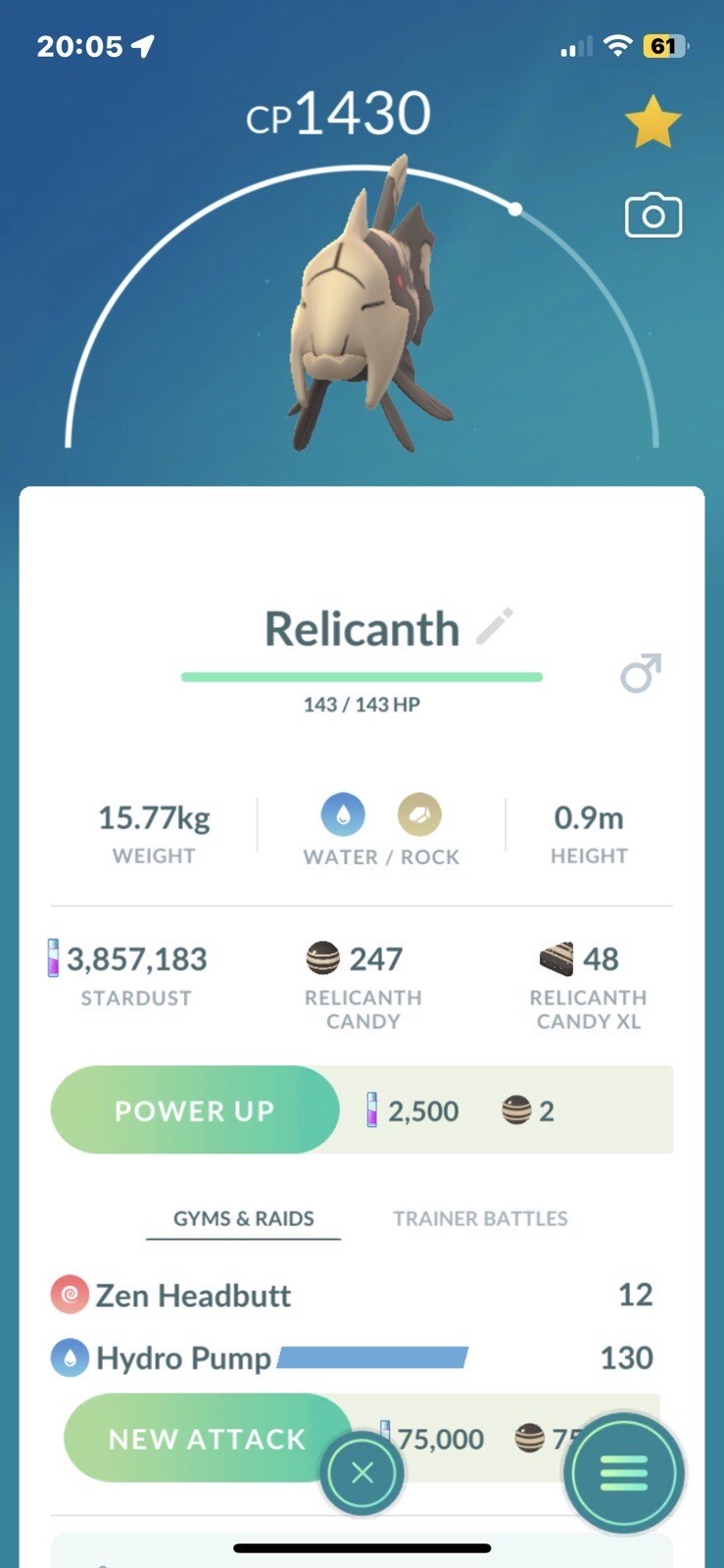 ⭐️Pokemon Go ⭐️#369 Relicanth**Regional XTRA Rare**Gifts and Friendship Included