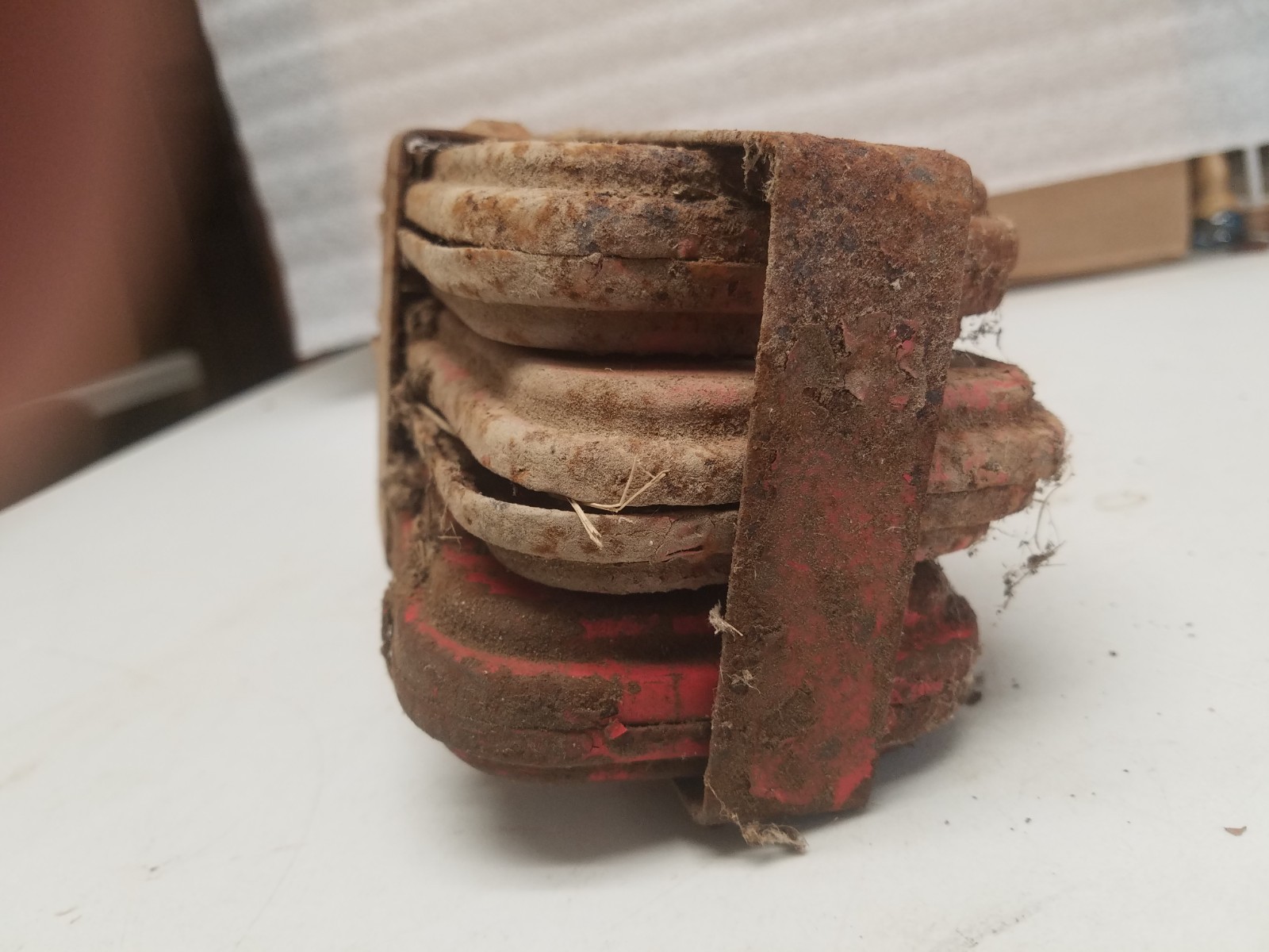 Vintage Red Emergency Roadside Reflectors Set of 3 Folding Base Frame (V)