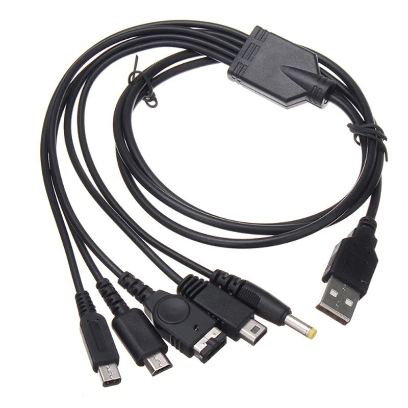 5-in-1 USB Charging Cable for Nintendo 3DS, Wii U, GBA SP, PSP & DSi – Gaming