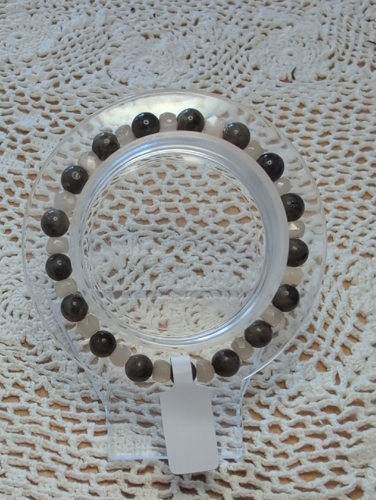 Handmade Chocolate Labradorite And Chalcedony Stretch Bracelet