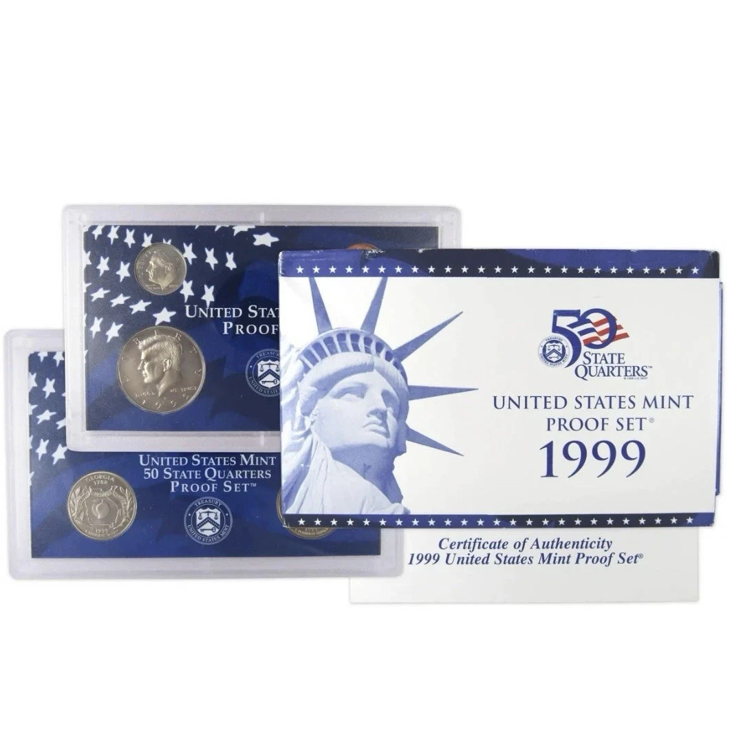 1999 S Clad Proof 9 Coin Set U.S. Mint Original Government Packaging OGP COA