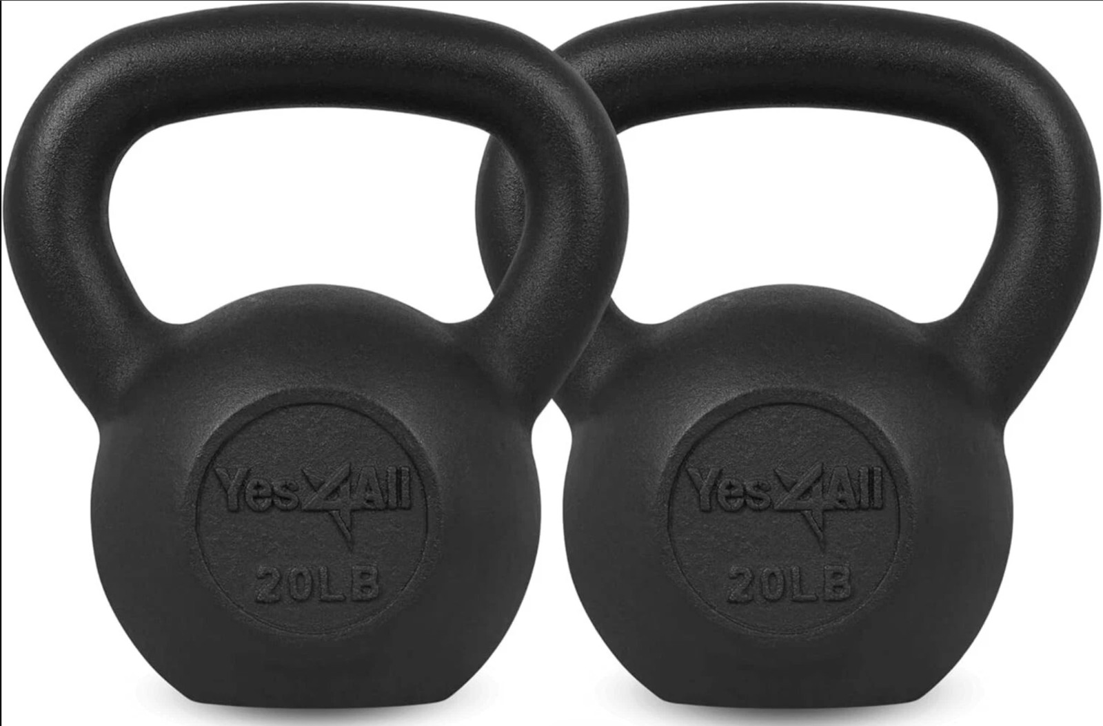 Set of 2 cast iron kettlebells, weights 5/10/15/20/25/30/35/40/45LB