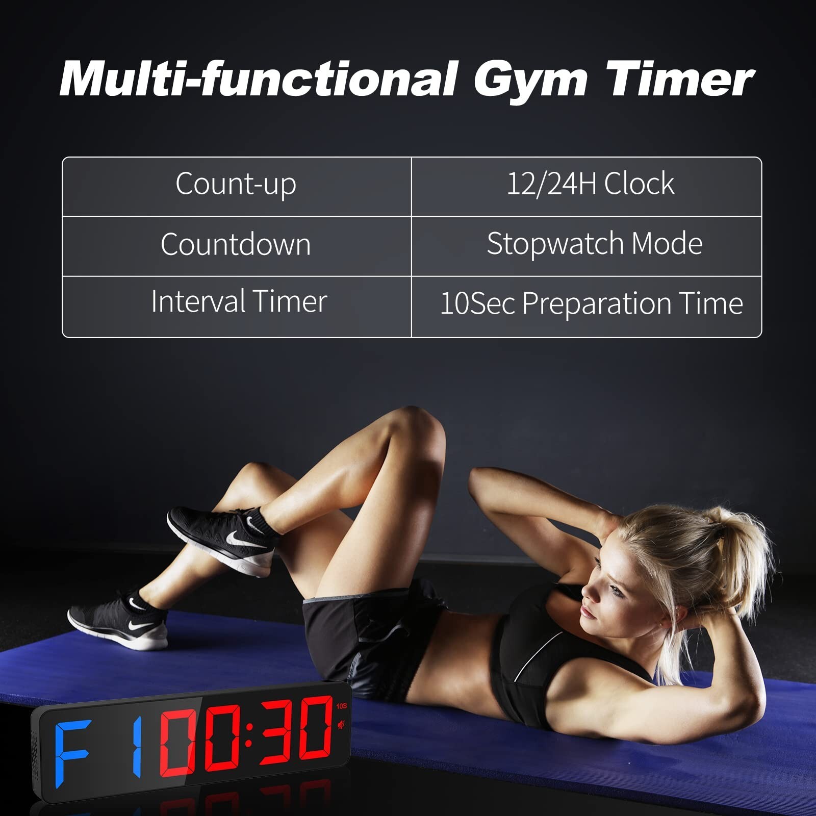 Gym Timer 15" Large LED Display Wall Clock | Interval Workout | Count Down & ...