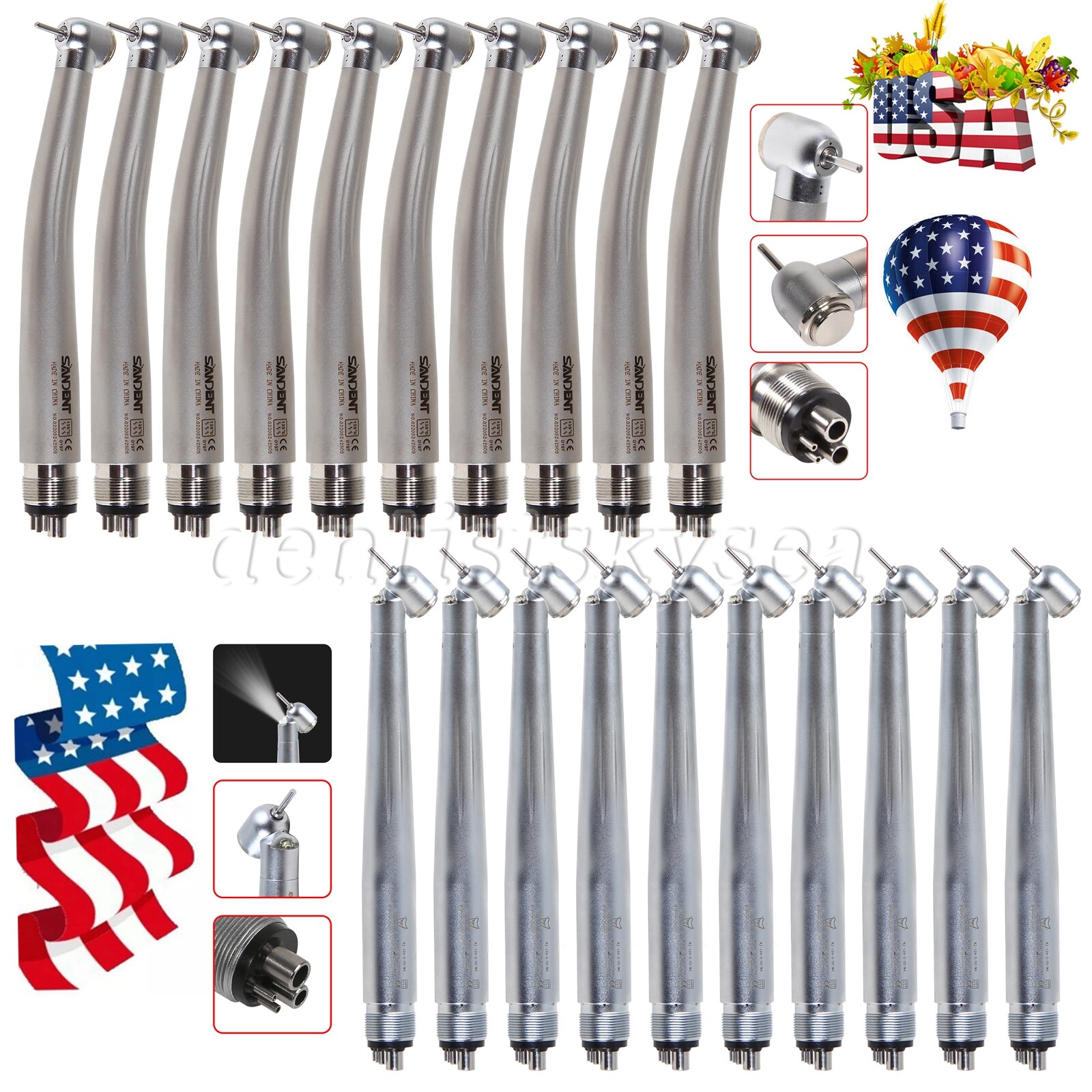 1-10Pcs NSK Style Dental LED 45Degree Fiber Optic / High Speed Handpiece Turbine