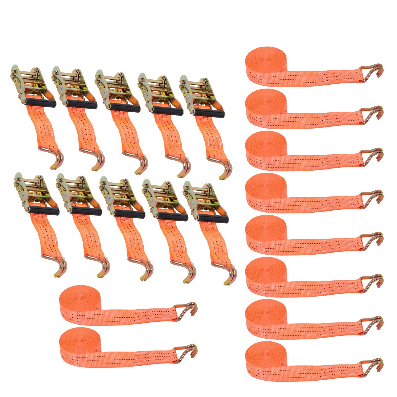 10 Pack 1.5" x 20 FT 4000lbs Ratchet Straps W/ J Hook Heavy Duty Tie Downs