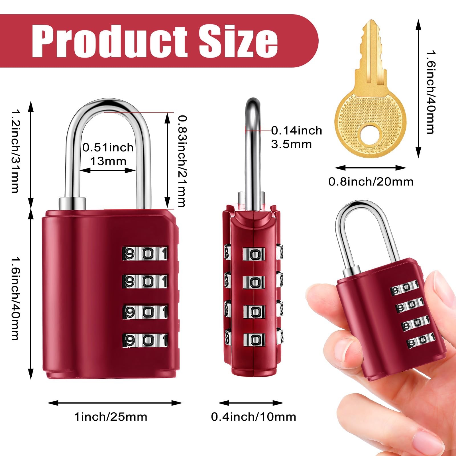 Kenning 10 Pcs Combination Padlock 4 Digit Combination Lock Keys Locker