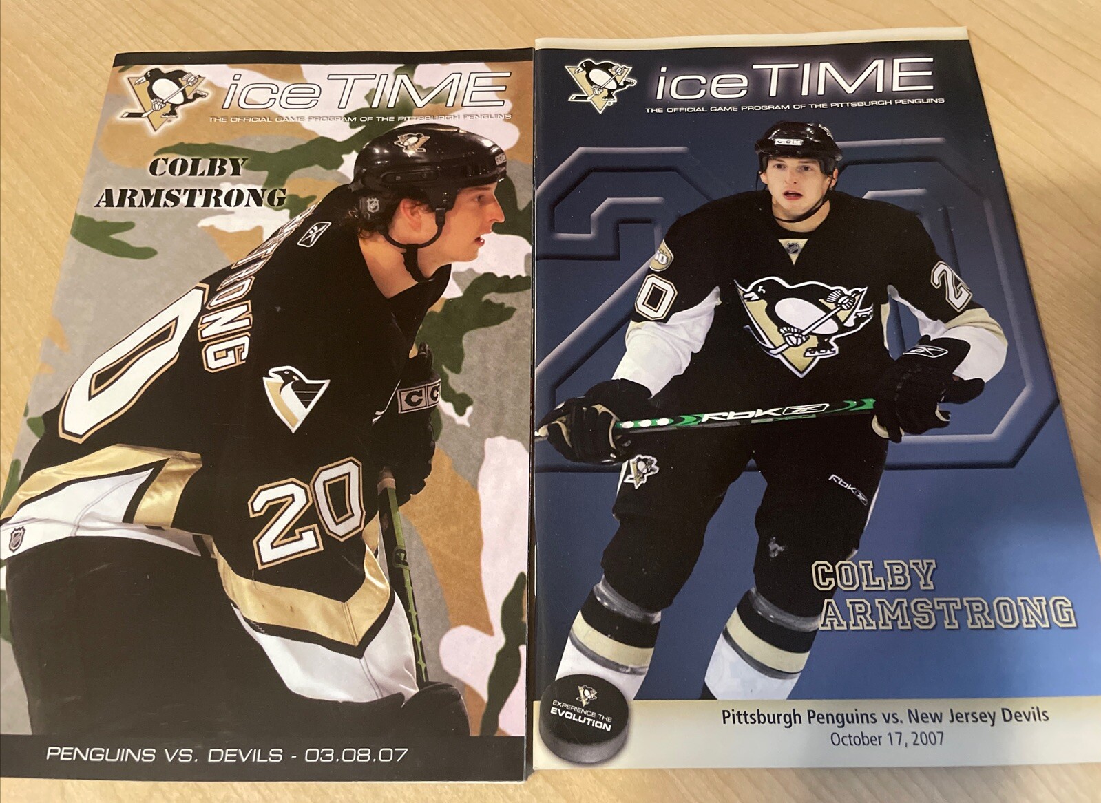 2 Pittsburgh Penguins Colby Armstrong IceTime Program from 2007 Armdog Announcer