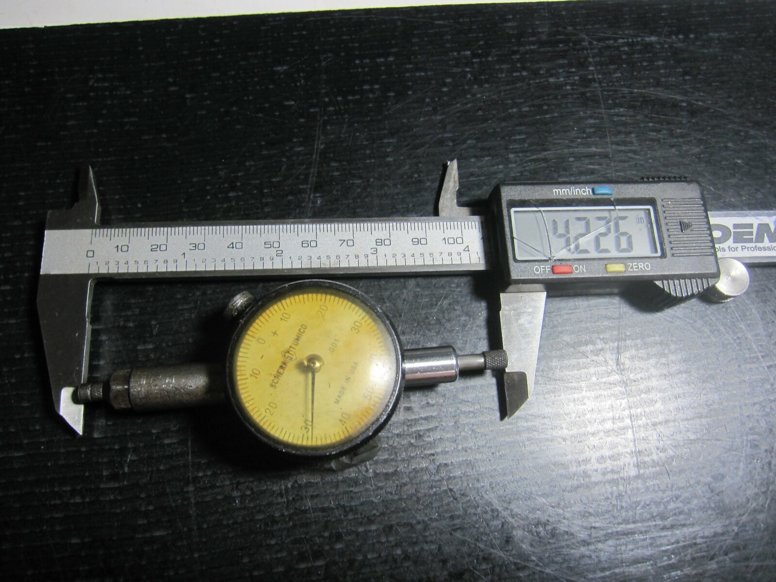 Scherr Tumico dial indicator .001" Grads .250" range (recent calibration) 4.22"
