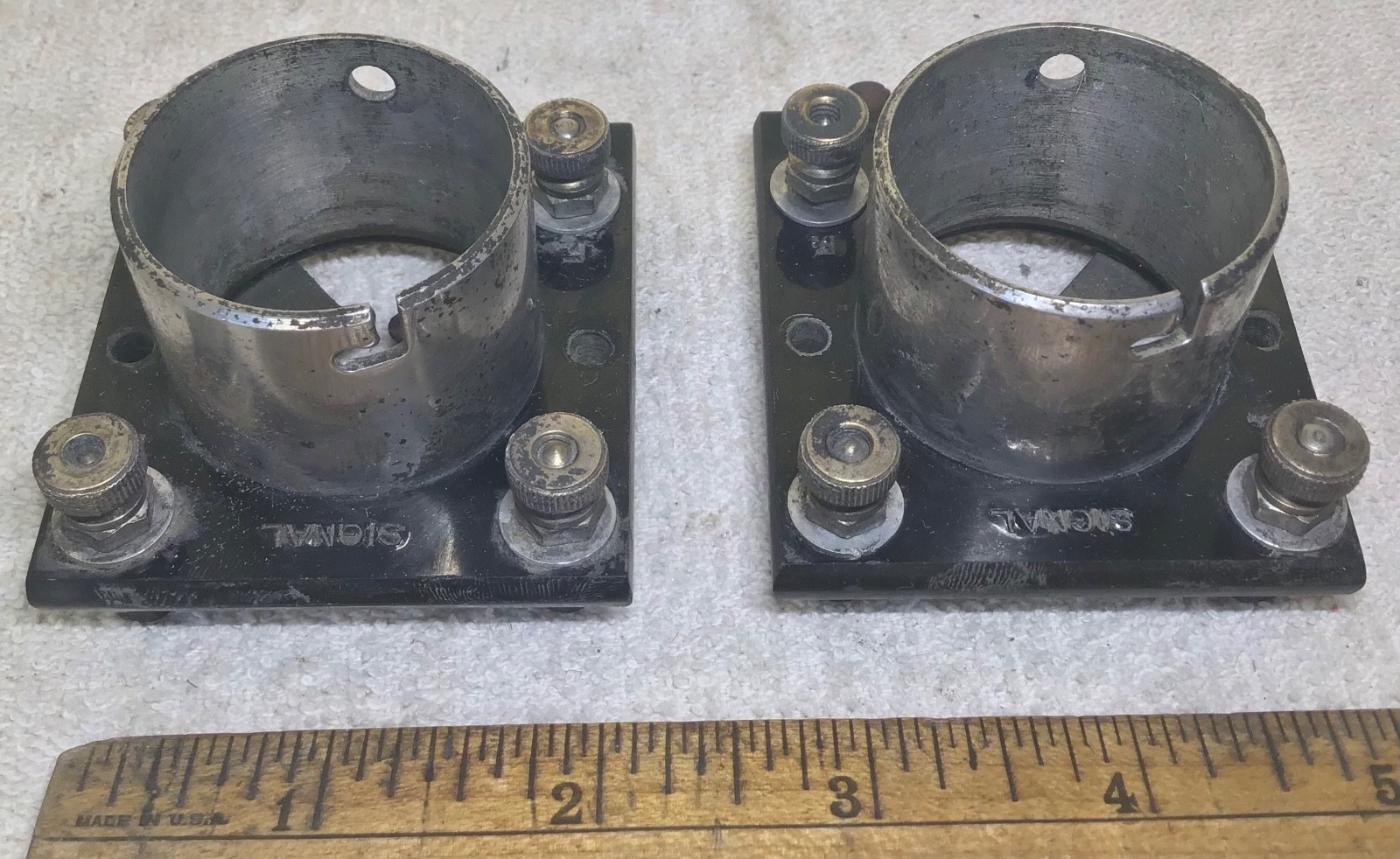 2-antique 1920's SIGNAL vintage 4-pin TUBE old Breadboard/Battery RADIO SOCKETS