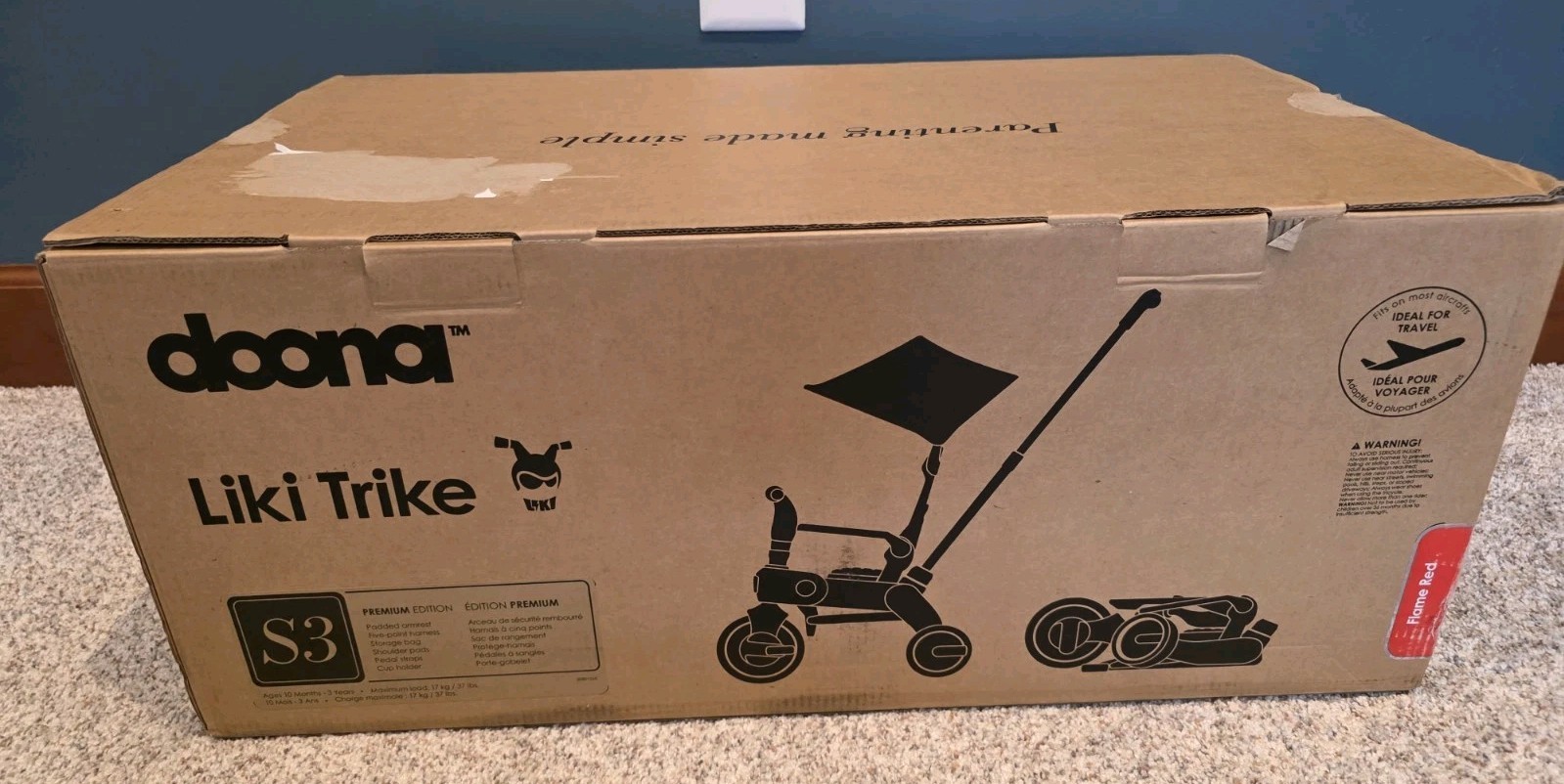 DOONA Liki Trike S3 Flame Red 5-in-1 Foldable Tricycle for Toddlers
