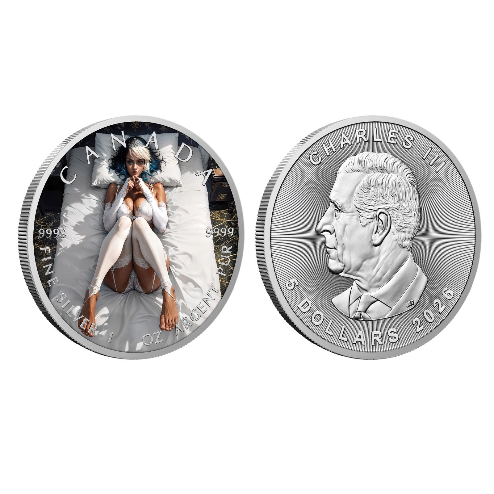 Canada 2025 3D Coin Blue & White Naughty Sexy Girl Temptation Girl Alloy