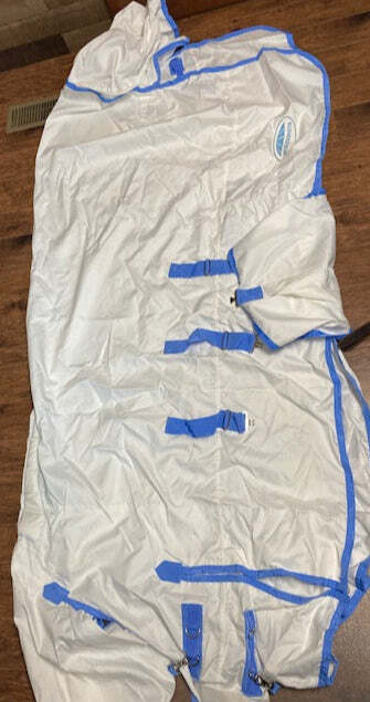 GENTLY USED- Weatherbeeta Sweet Itch Shield Combo Neck WHITE/BLUE 87IN