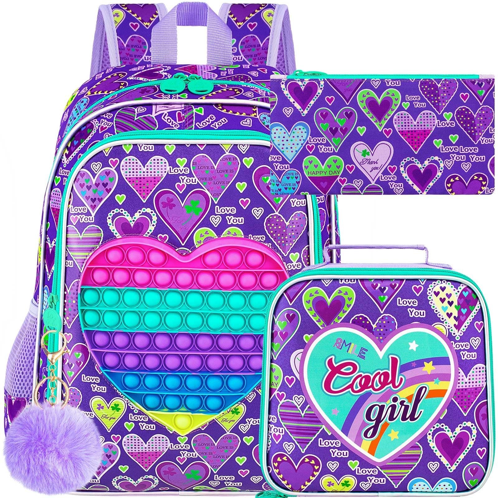 3PCS Girls and Boys Backpack, 16" Kids Bookbag with Lunch Box, Water Resistan...