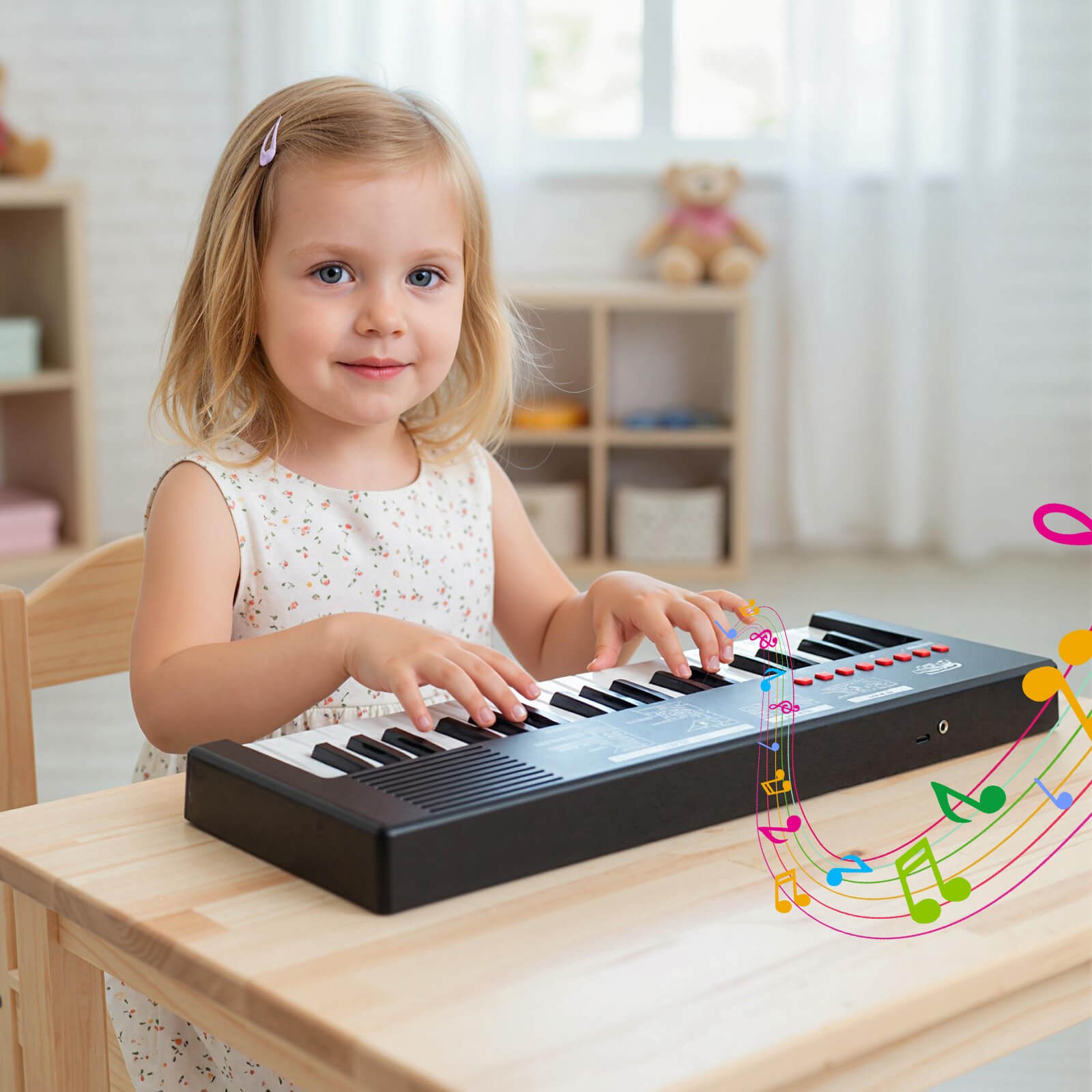 Kids Piano Keyboard w/8 Rhythms 8 Tones 22 Demos for 3+ Years Old Boys & Girls