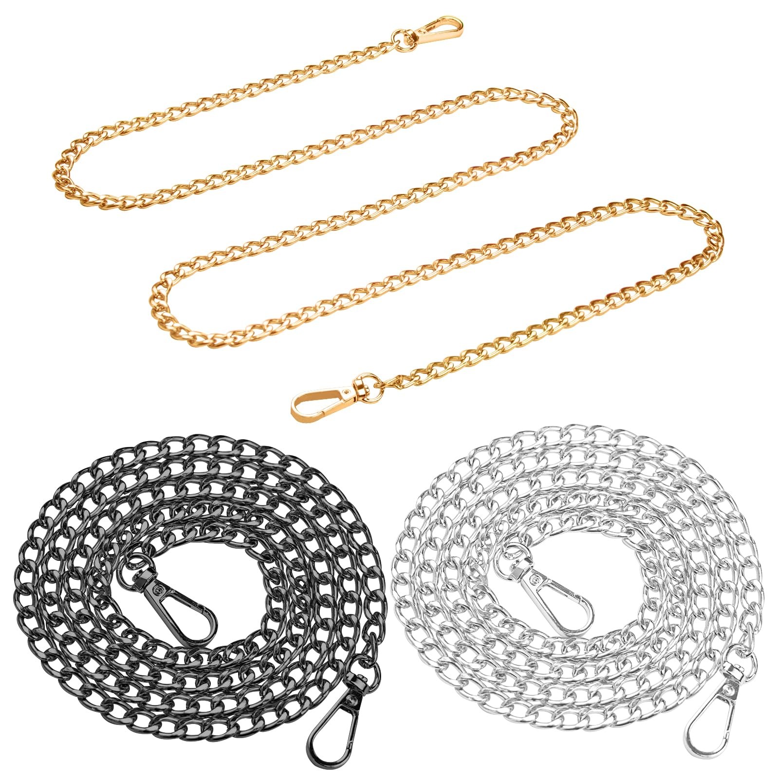 3 Pack 47 Inch Bag Purse Chain Straps for Handlebag Crossbody Purses