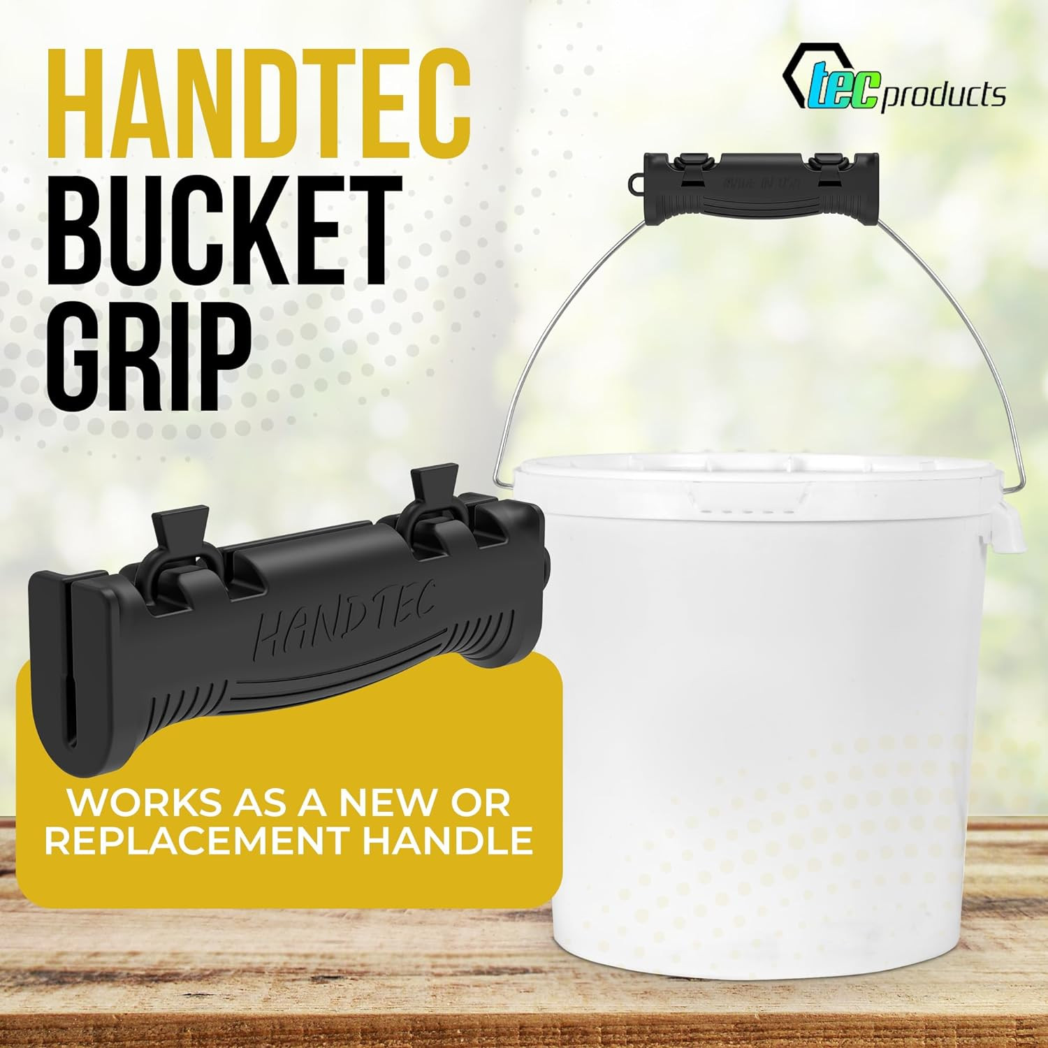 HANDTEC Bucket Handle Grip - Ergonomic Rubber Handle Replacement for Constructio