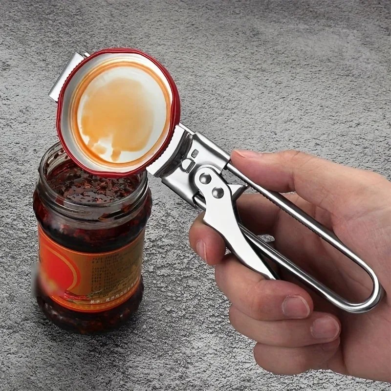 Stainless Steel Can Opener Adjustable Jar Lid Gripper Multifunction Kitchen Tool