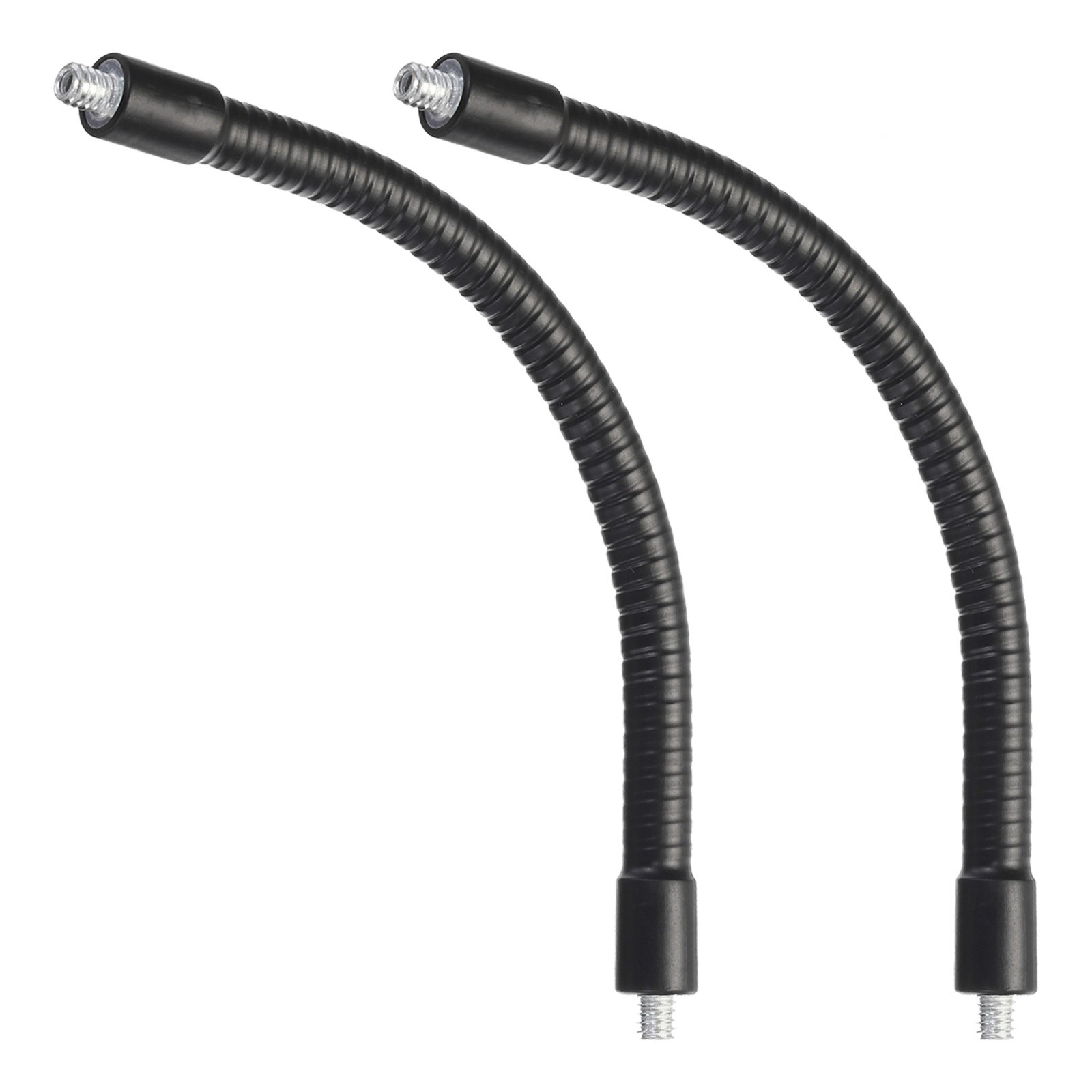 2Pcs 8" Gooseneck 1/4"-20 Male to Male Thread Flexible Tube Extension Black