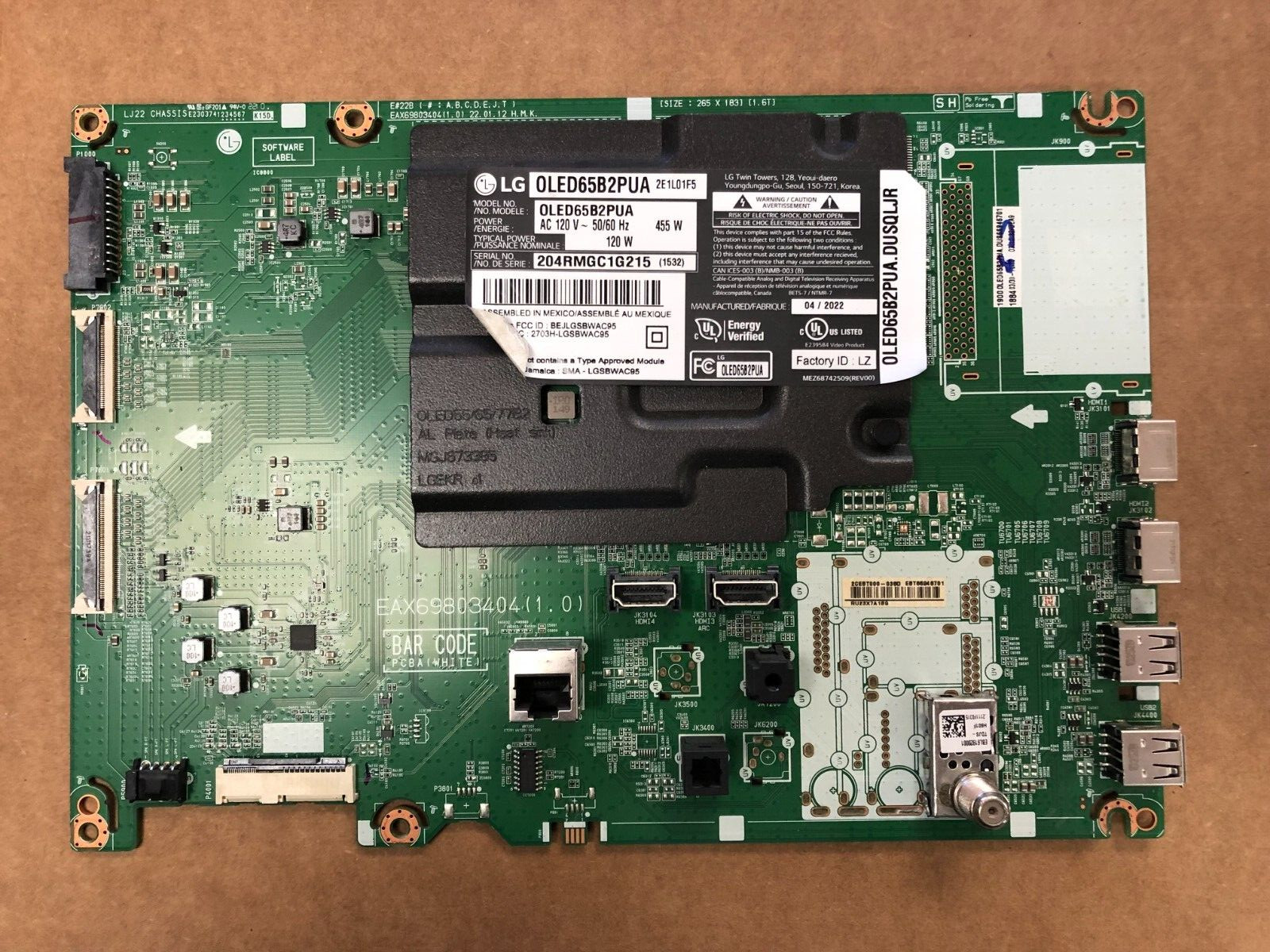 LG EBT66946701 MAIN BOARD for 65" OLED65B2PUA.DUSQLJR