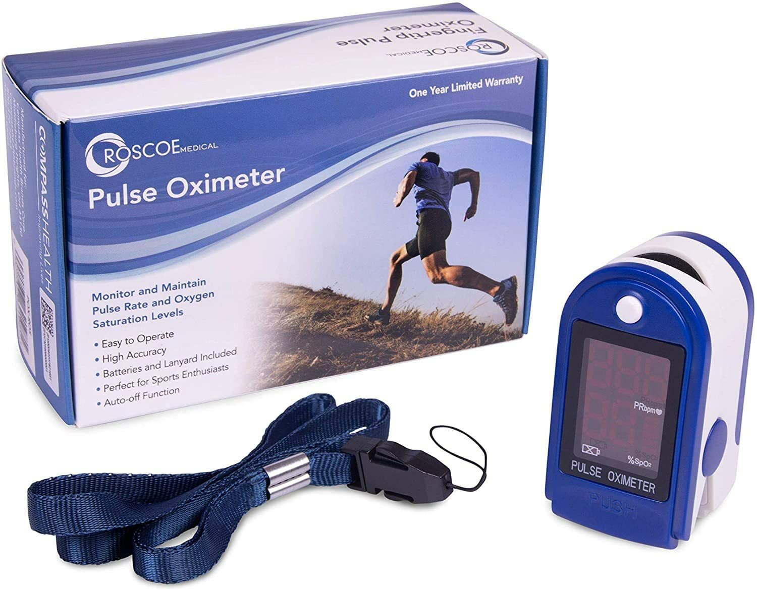 Roscoe Medical Finger Pulse Oximeter O2 Monitor, Pulse Ox Finger Oxygen Monitor