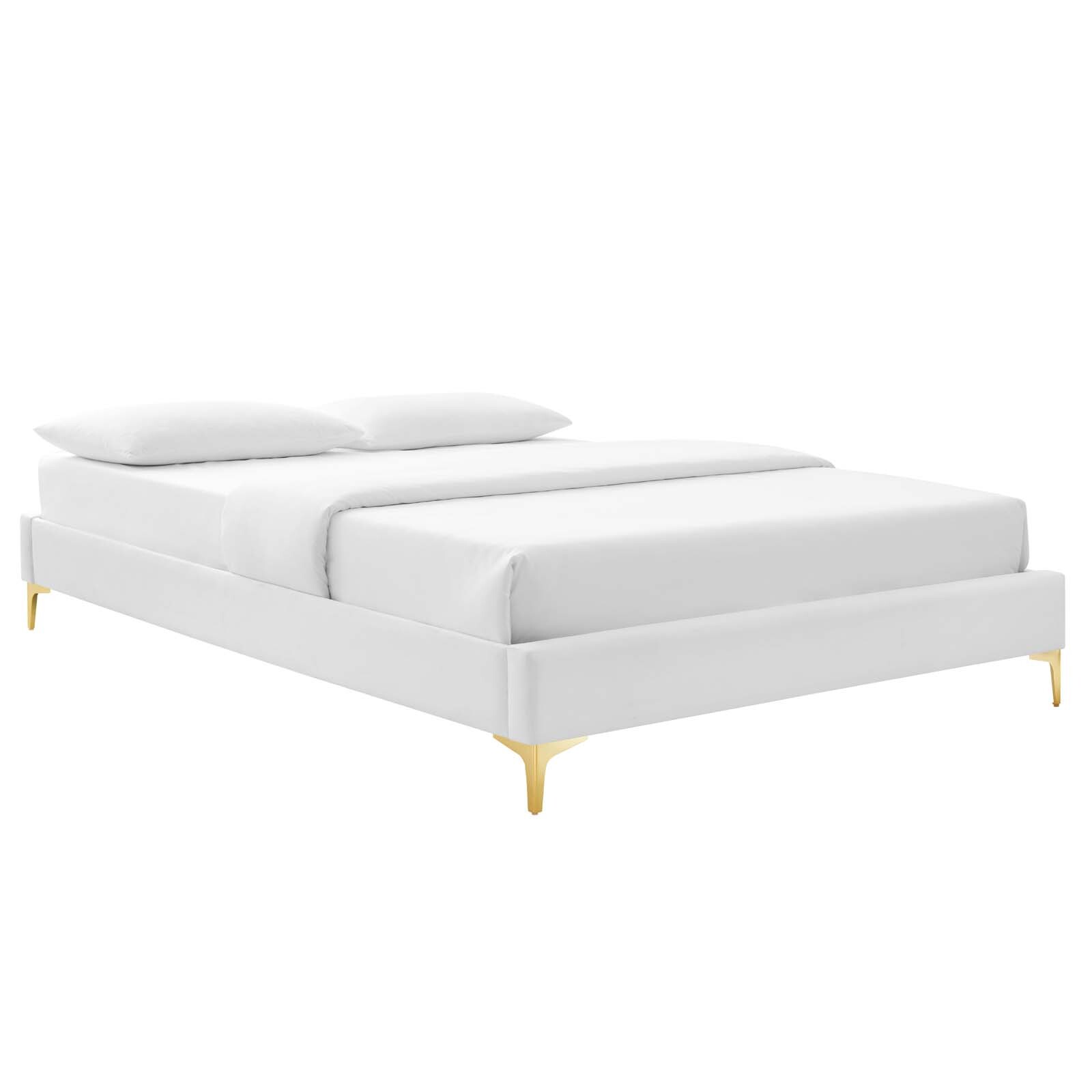 Modway Sutton Performance Velvet Queen Bed Frame in White