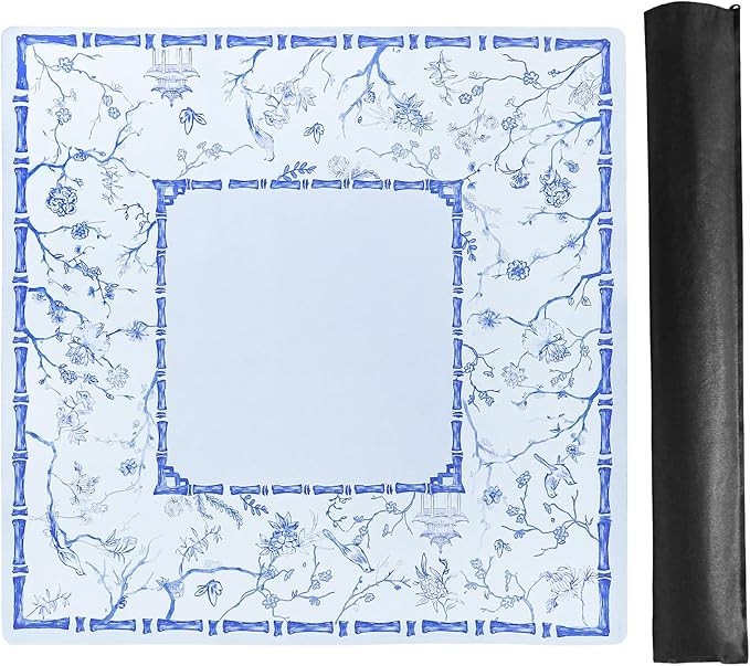 Large Blue Mahjong Mat (31.5” X 31.5”) with Black Carrying Bag, Anti-Slip, Noise