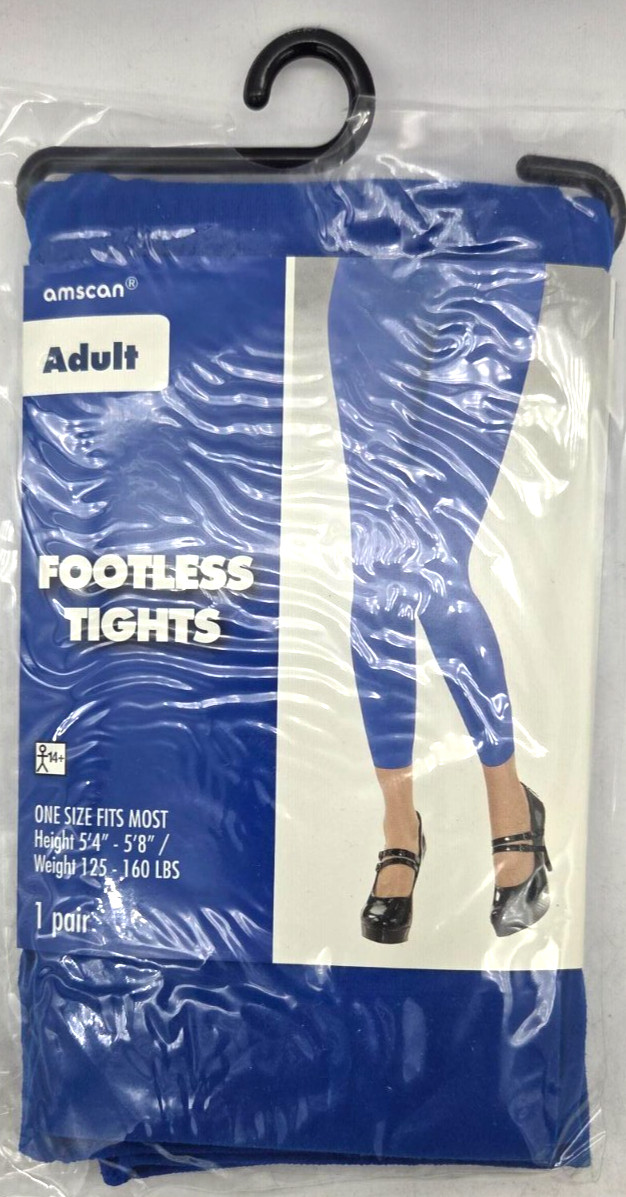 BLUE Amscan Footless Tights Adult Accessory One-Size-Fits-Most, 125-160Lbs, NEW